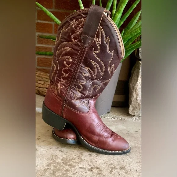 Old West Child size 10  Cowboy Boots Leather - Picture 4 of 11
